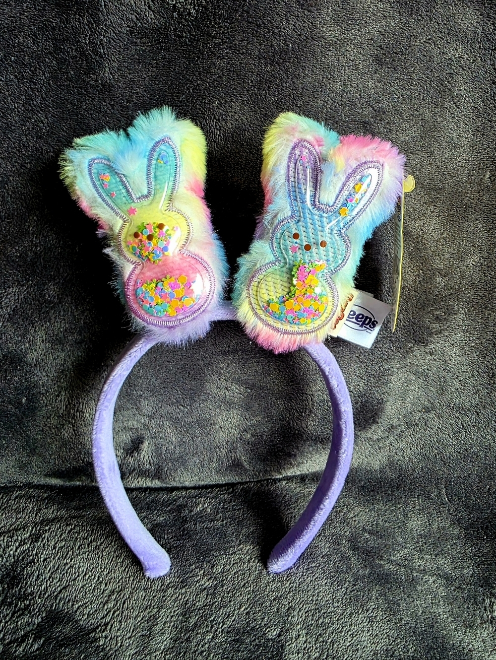 New Colorful PEEPS Bunny Plush Headband for Easter fuzzy Purple Pastel Rainbow